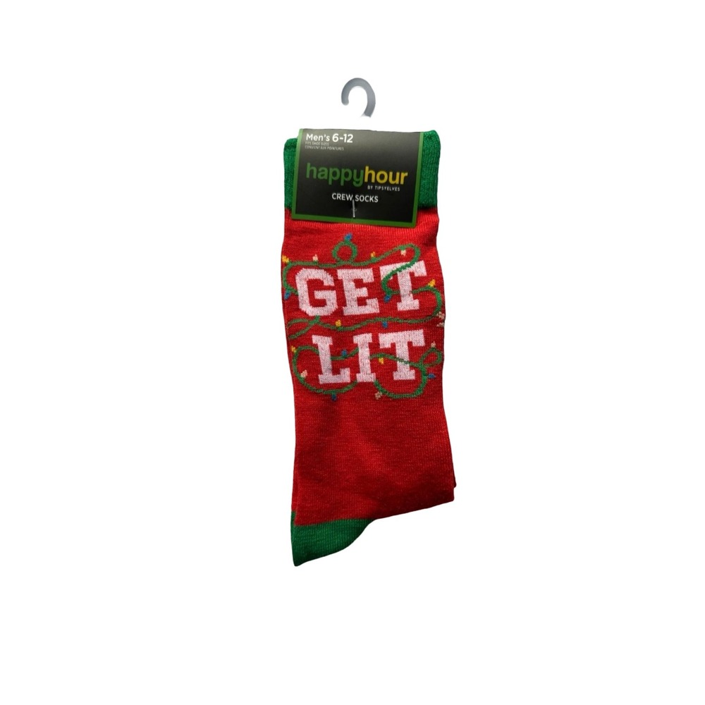 Tipsy Elves "Get Lit" Christmas Crew Socks – Men's 6–12 – NWT